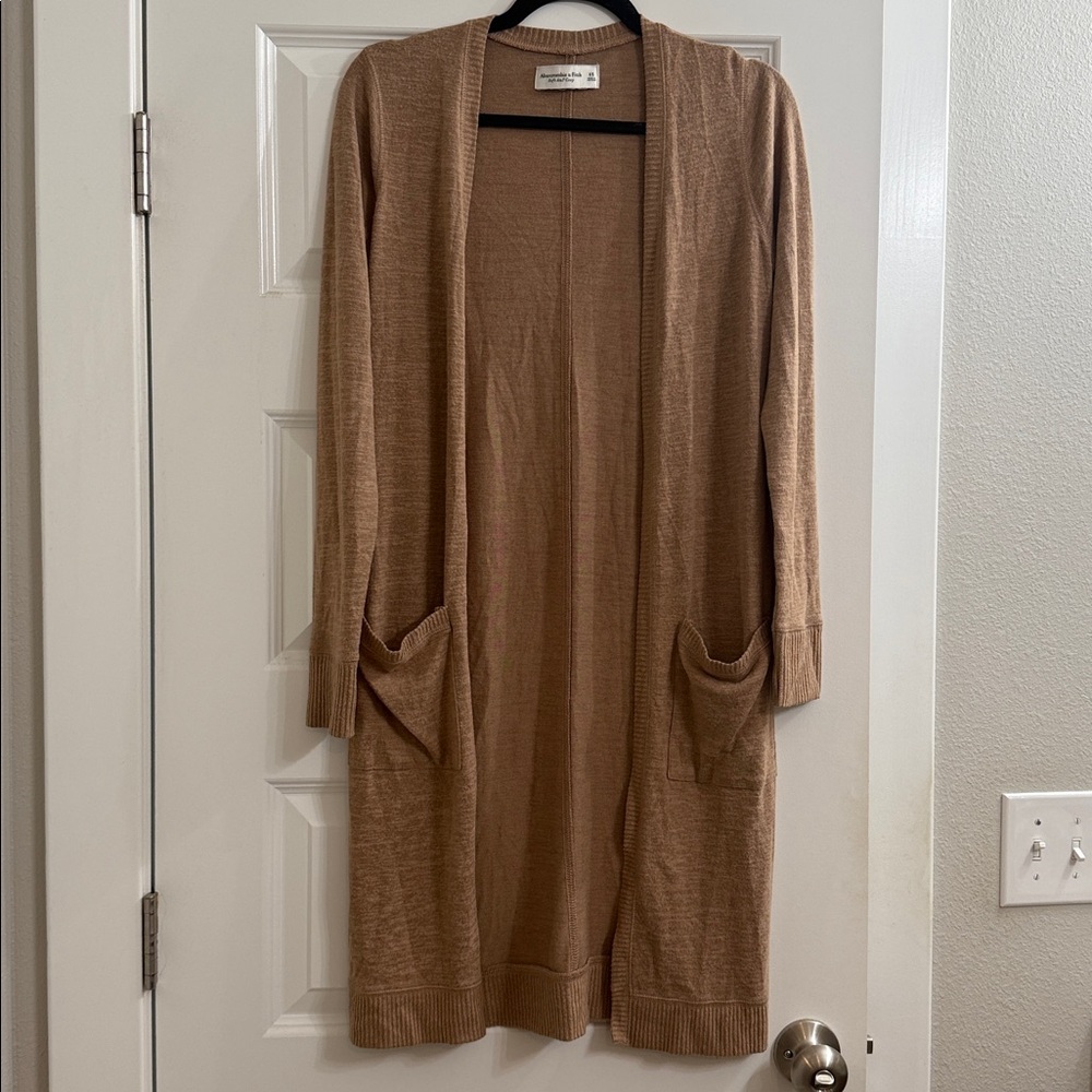 ABERCROMBIE | Tan Knit Sweater Cardigan Duster | SIZE XS